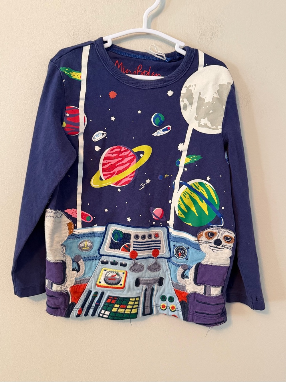 Mini Boden Kids' Navy Space Adventure Graphic Top
